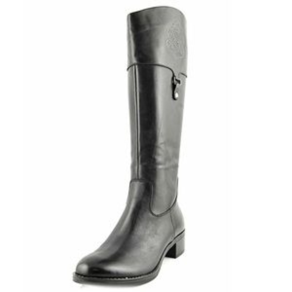 Clarity mid-calf black leather riding boot L width